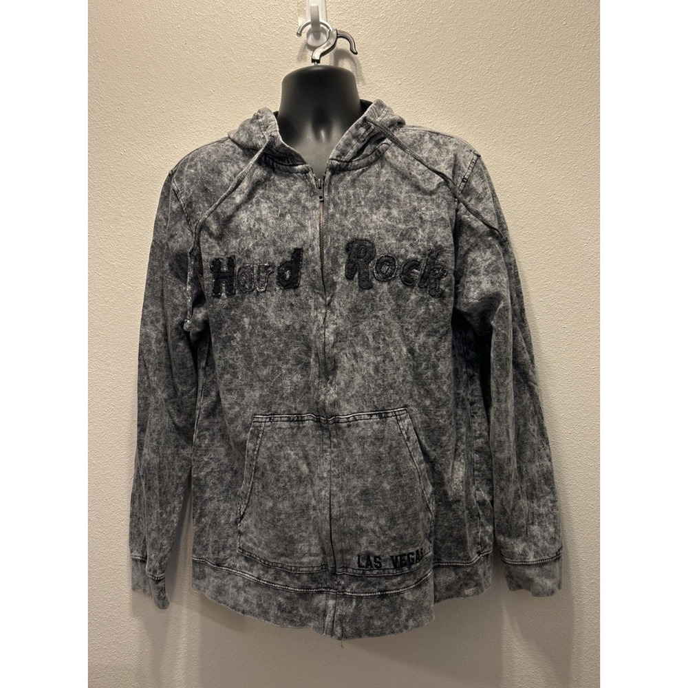 Hard Rock Hotel Las Vegas Full‎ Zip Hoodie Dark Denim Color Size Medium